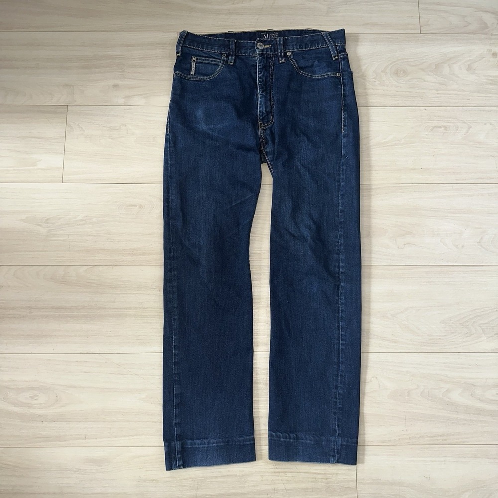Armani Exchange J31 Jeans Mens Sz 30 X 28 Blue Straight Leg Faded Denim Soft